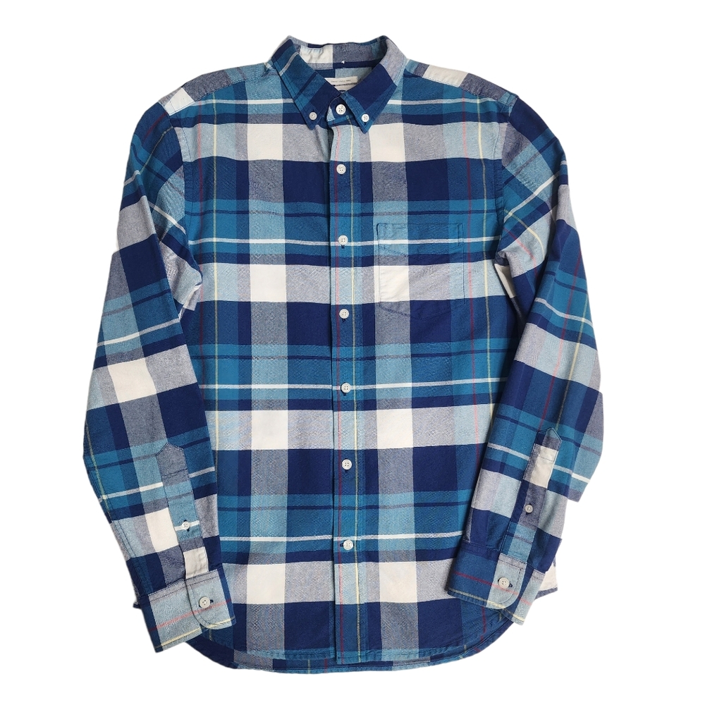 Old Navy Slim Fit Men's Button Down Everyday Blue Plaid Shirt size Small